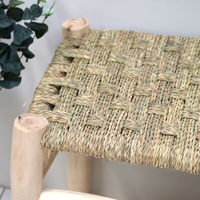 Small Moroccan bench in wood and rope
