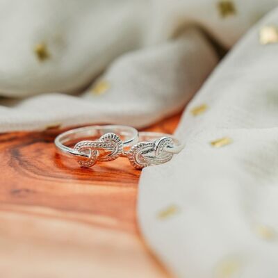 Adjustable Pure Silver Midi Band Dainty Zehen Infinity Toe Ring Set