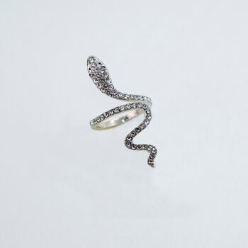 Anneau d'animal emo gothique d'enveloppe de doigt de serpent ouvert de zircon d'acier inoxydable réglable 3