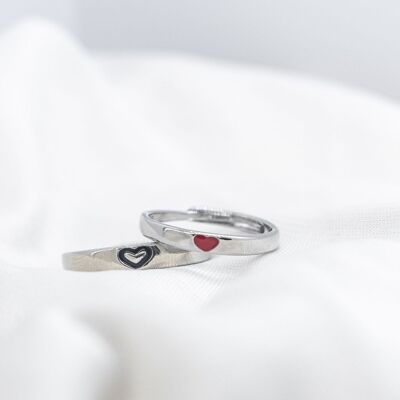 Adjustable Two Matching Heart Couple Promise Ring