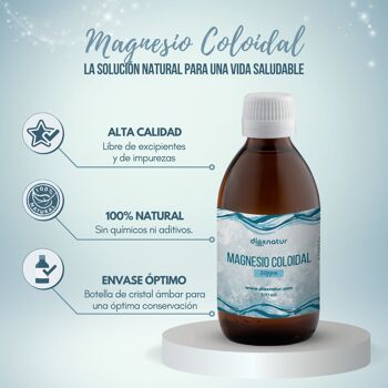 Dioxnatur Magnésium Pur Magnésium Colloïdal Liquide 50 ppm + Verre Doseur – Relaxant Naturel – Convient aux Végétaliens 2