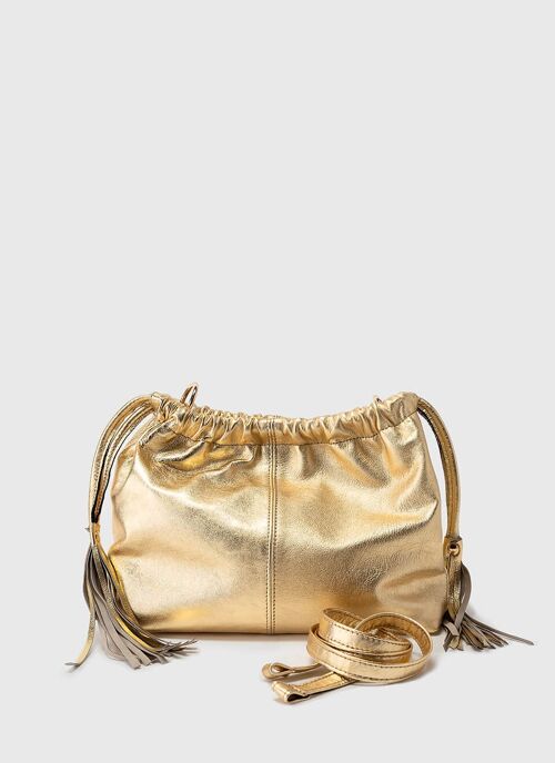 Bolso Dorado Clutch Piel Erica