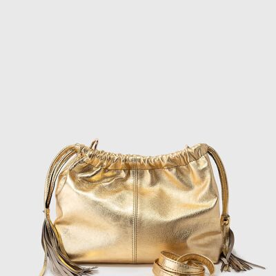 Erica Golden Leather Clutch Bag