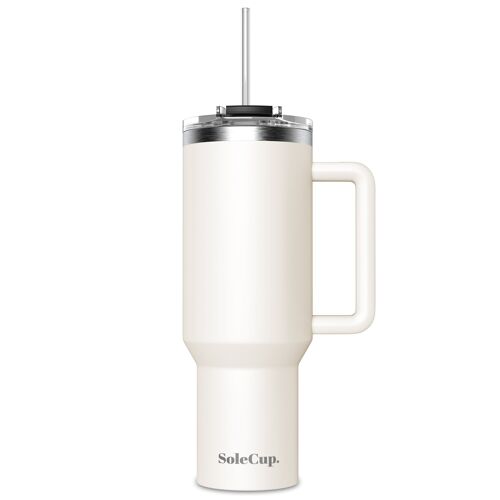 SoleCup XL - 40oz Travel Mug Tumbler with Handle, Lid and Two Straws