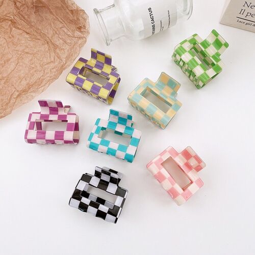 Colorful Checkerboard Hair Claw Clip