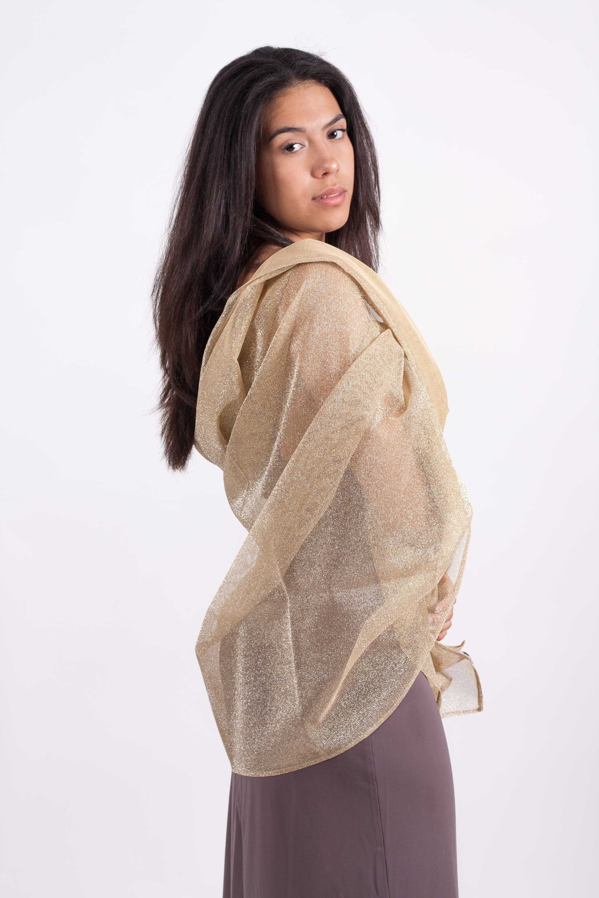 Goldfarbener Partyschal mit Lurex Lucia