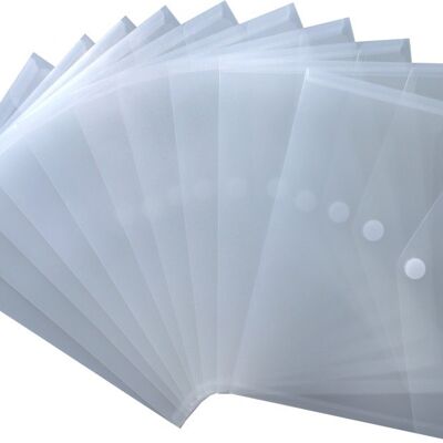 Document bags, binders, transparent, A5 landscape, document folder with flap and Velcro fastener, NEUTRAL - 10 pieces