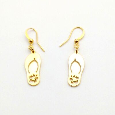 "Thong" earrings gilded with fine gold