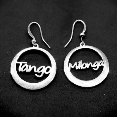 Silver "Tango" and "Milonga" hoop earrings