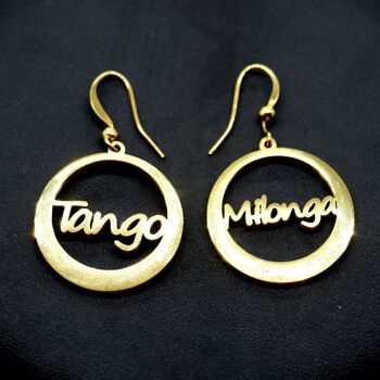 Boucles d'oreilles créoles "Tango" et "Milonga" dorées à l'or fin 3