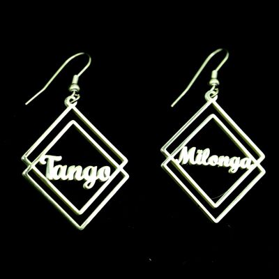 "Tango" and "Milonga" diamond earrings gilded with fine gold