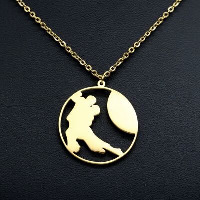 Pendant "tango dancers under the moon" gilded with fine gold