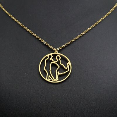 Silhouette pendant "kick tango dancers" gilded with fine gold