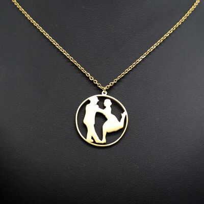 Pendant "kick tango dancers" gilded with fine gold
