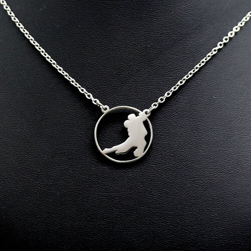 Collier médaillon "danseurs de tango" argenté