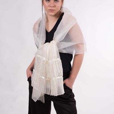 Fringed Organza Party Shawl