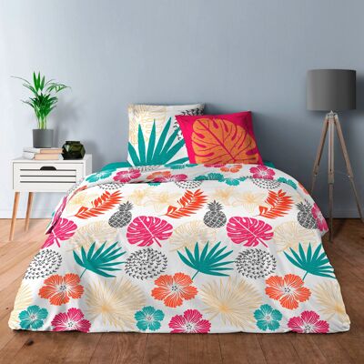 JUEGO 4 PIEZAS FUNDA NÓRDICA ROSA CARIBE CON SÁBANA BAJA DE 180X200