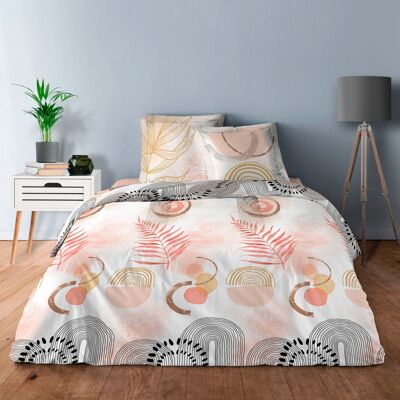 4-PIECE SET TERRACOTTA DUVET COVER WITH 180X200 FITTED SHEET