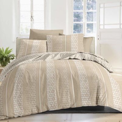 ABEELE BEIGE 4-PIECE DUVET COVER SET WITH 160X200 FITTED SHEET