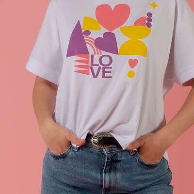 T-SHIRT OVERSIZE MODÈLE LOVE FEMME - 100% COTON BIOLOGIQUE - SÉRIGRAPHIÉ EN FRANCE