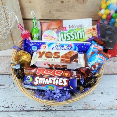 Basket of retro chocolates from our childhood