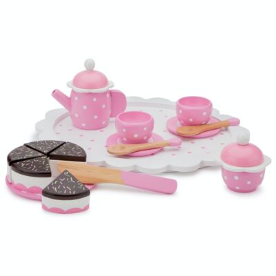 New Classic Toys Kaffeeservice mit Kuchen, Pink - 18 Teile