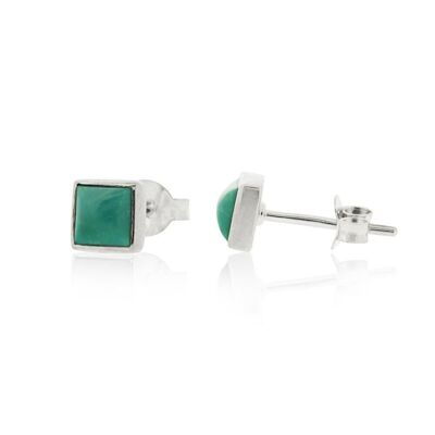 5mm Square Turquoise Stud Earrings with Presentation Box