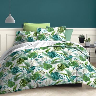 PARURE 4 PIECES HOUSSE DE COUETTE MAORI AVEC DRAP HOUSSE EN 160X204