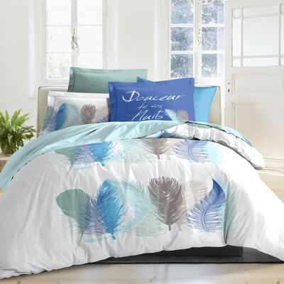 SET OF 4 PIECES DUVET COVER MOMENT WITH FITTED SHEET IN 160X206