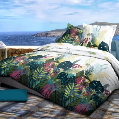 PALM SPRING 4-PIECE DUVET COVER SET WITH FITTED SHEET IN 160X207
