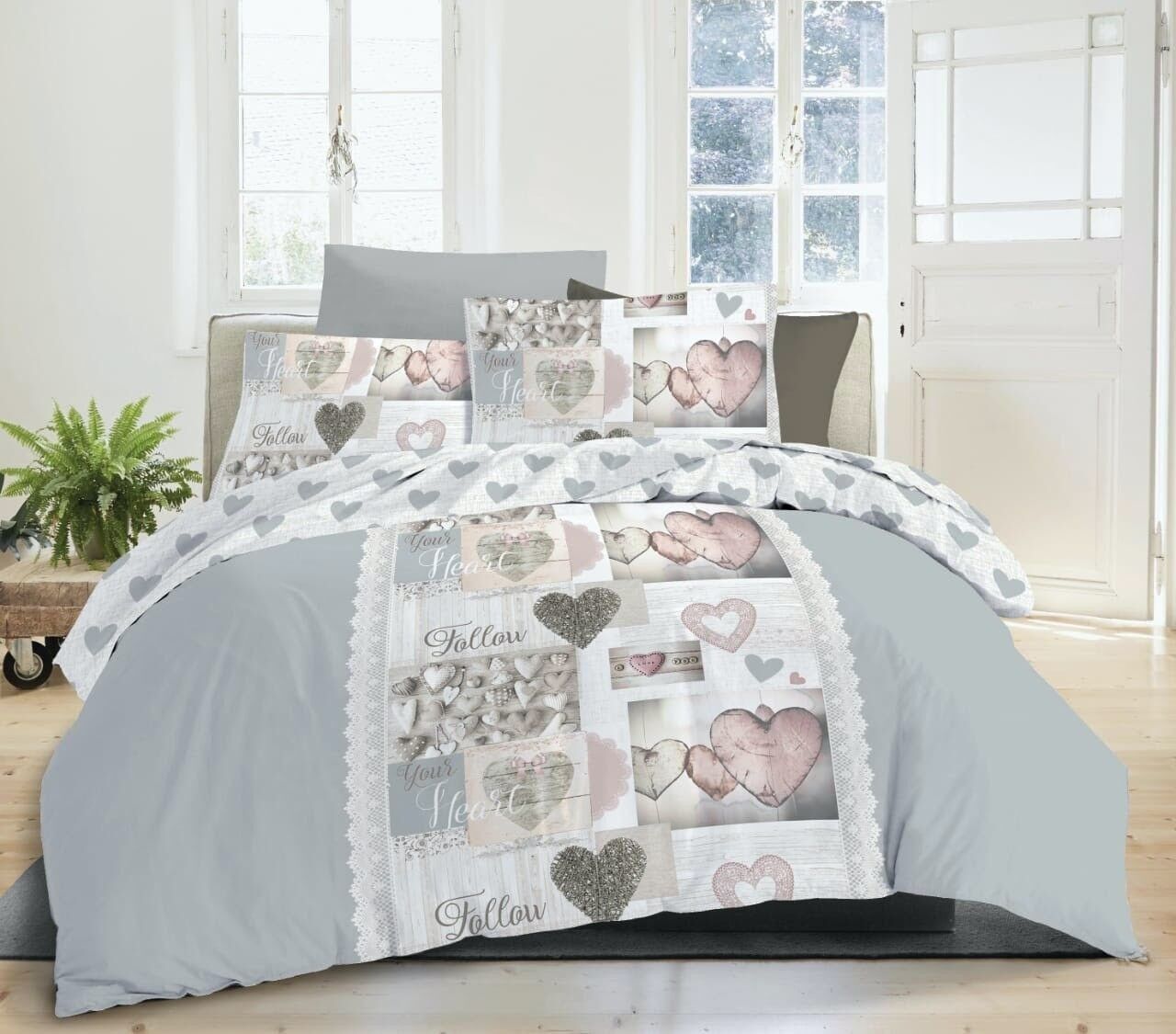 SET COPRIPIUMINO 3 PEZZI FOLLOW YOUR HEART 220x240 cm