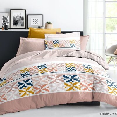 PARURE 4 PIECES HOUSSE DE COUETTE BLUIBERRY AVEC DRAP HOUSSE EN 160X200
