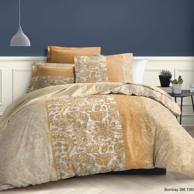 SET 4 PIECES BOMBAY DUVET COVER WITH FITTED SHEET IN 160X201