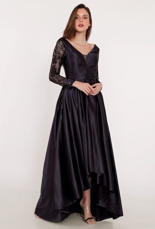 Robe de cérémonie manche longue Noir