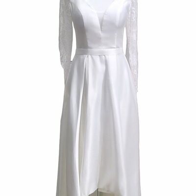 Long-sleeved formal dress Ivory white