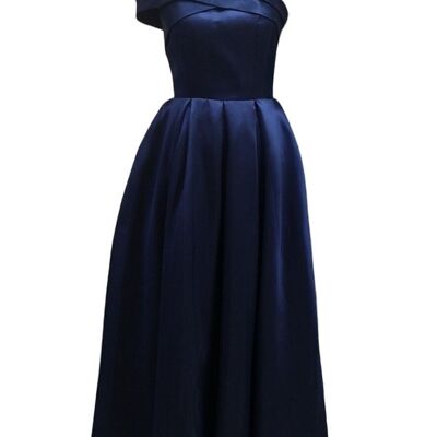 Robe longue de cérémonie noeud Bleu marine