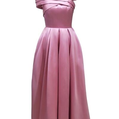 Langes Festkleid mit rosa Schleife