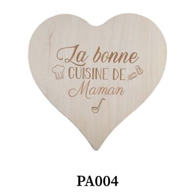Heart-shaped wooden aperitif board "La bonne cuisine de…"