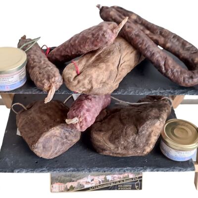 Pack découverte 12 produits de charcuterie Corse  dont quart de jambon + 2 verrines