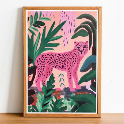 Stampa artistica di ghepardo rosa 03