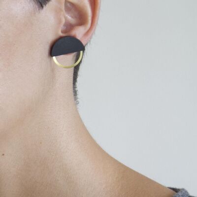 Boucles d'oreilles demi-cercle | Boucles d'oreilles géométriques | Boucles d'oreilles modernes minimalistes Nevy