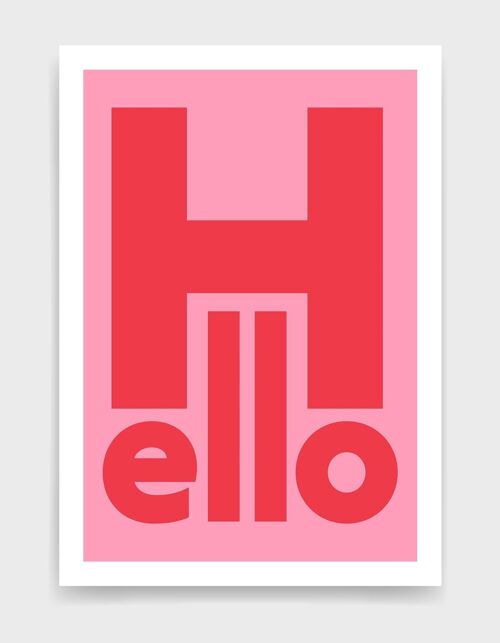 Hello - A4 - Pink background