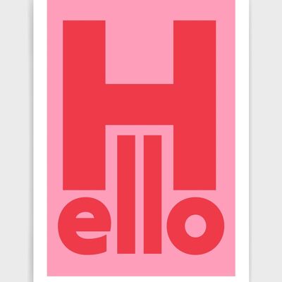 Hello - A4 - Pink background