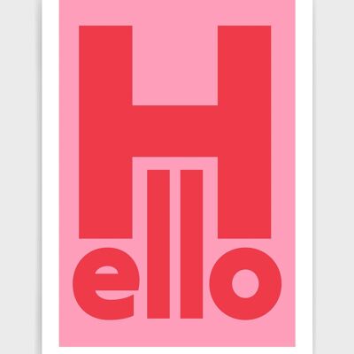 Hello - A3 - Pink background