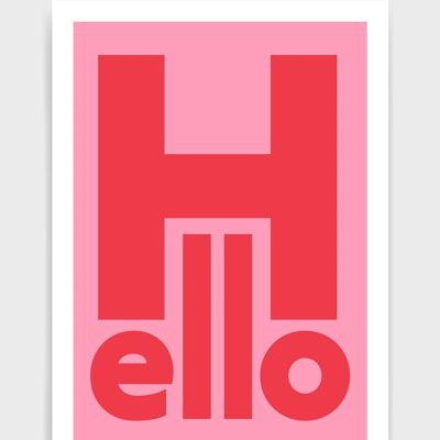 Hello - A2 - Pink background