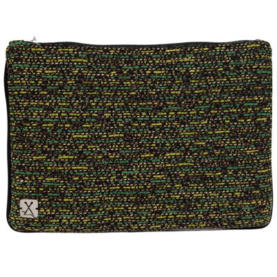 Grün-gelbe Flok-Reißverschlusstasche