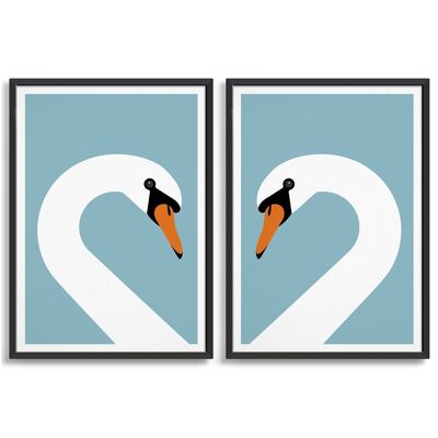 Swan pair - A5 - Blue light