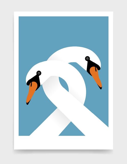 Necking swans - A4 - Blue sky