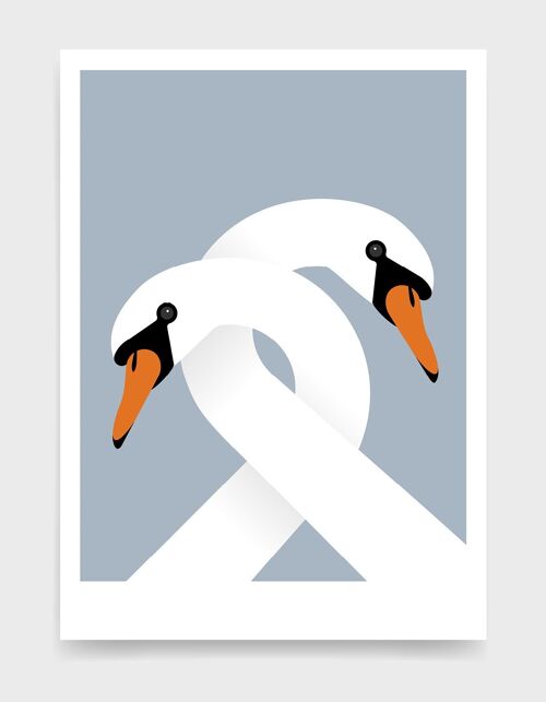 Necking swans - A3 - Grey light