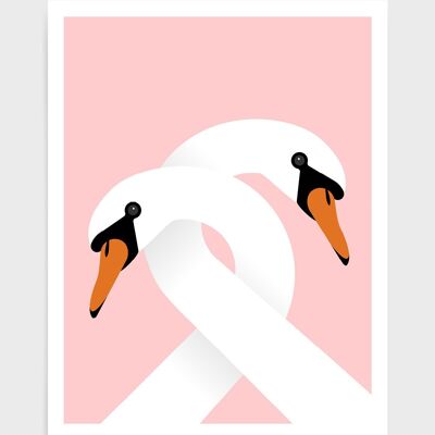 Necking swans - A2 - Pink